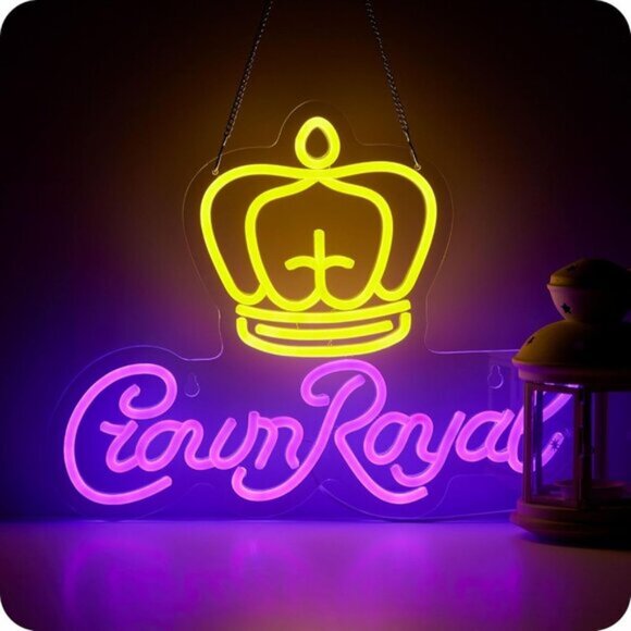 New Crown Neon Sign – Beer & Whiskey LED Light Up Wall Decor for Bar